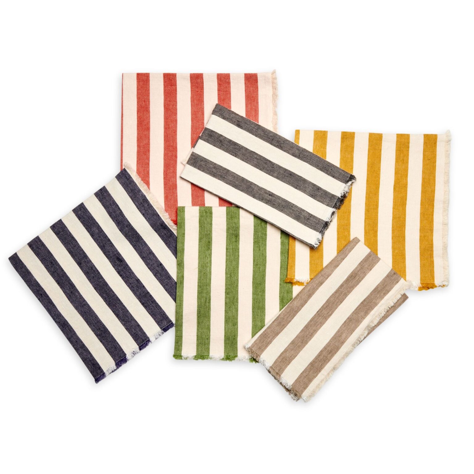 Washed Fringe Awning Stripe Napkin - Deborah Rhodes